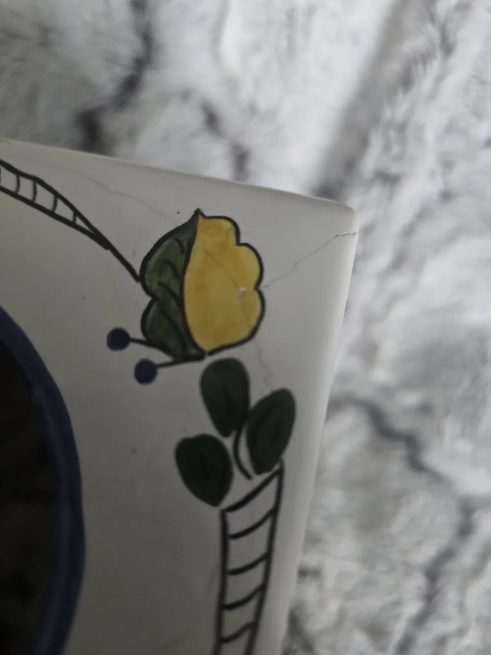 Hand-Painted Lemons Ceramic Tissue Box Cover Portugal Chip, Crazing, Crack
